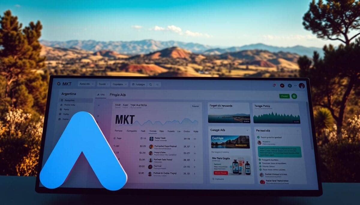 A vibrant and dynamic Google Ads interface set against a backdrop of the Argentinian landscape. In the foreground, the MKT brand logo takes center stage, rendered in a sleek and modern style. The interface displays various performance metrics and campaign analytics, illuminated by warm, directional lighting that casts subtle shadows. The middle ground features neatly organized Google Ads campaign elements, including targeted keywords, ad copy, and visuals. In the background, a panoramic view of the Argentinian countryside unfolds, with rolling hills, lush vegetation, and a cloudless sky that conveys a sense of growth, opportunity, and optimism. The overall mood is one of professionalism, success, and a strong alignment between the MKT brand and the power of Google Ads in the Argentine market. A vibrant and dynamic Google Ads interface set against a backdrop of the Argentinian landscape. In the foreground, the MKT brand logo takes center stage, rendered in a sleek and modern style. The interface displays various performance metrics and campaign analytics, illuminated by warm, directional lighting that casts subtle shadows. The middle ground features neatly organized Google Ads campaign elements, including targeted keywords, ad copy, and visuals. In the background, a panoramic view of the Argentinian countryside unfolds, with rolling hills, lush vegetation, and a cloudless sky that conveys a sense of growth, opportunity, and optimism. The overall mood is one of professionalism, success, and a strong alignment between the MKT brand and the power of Google Ads in the Argentine market.